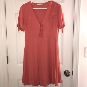 Lush Pink Scalloped Neck Dress